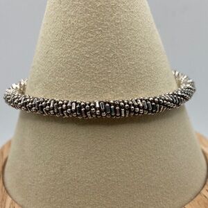 Milor Sterling Silver 950 Bead Flexible Bangle Bracelet Magnetic Clasp